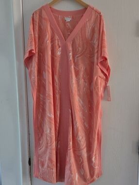 Uncover Peach Marbled Caftan 1X NWT